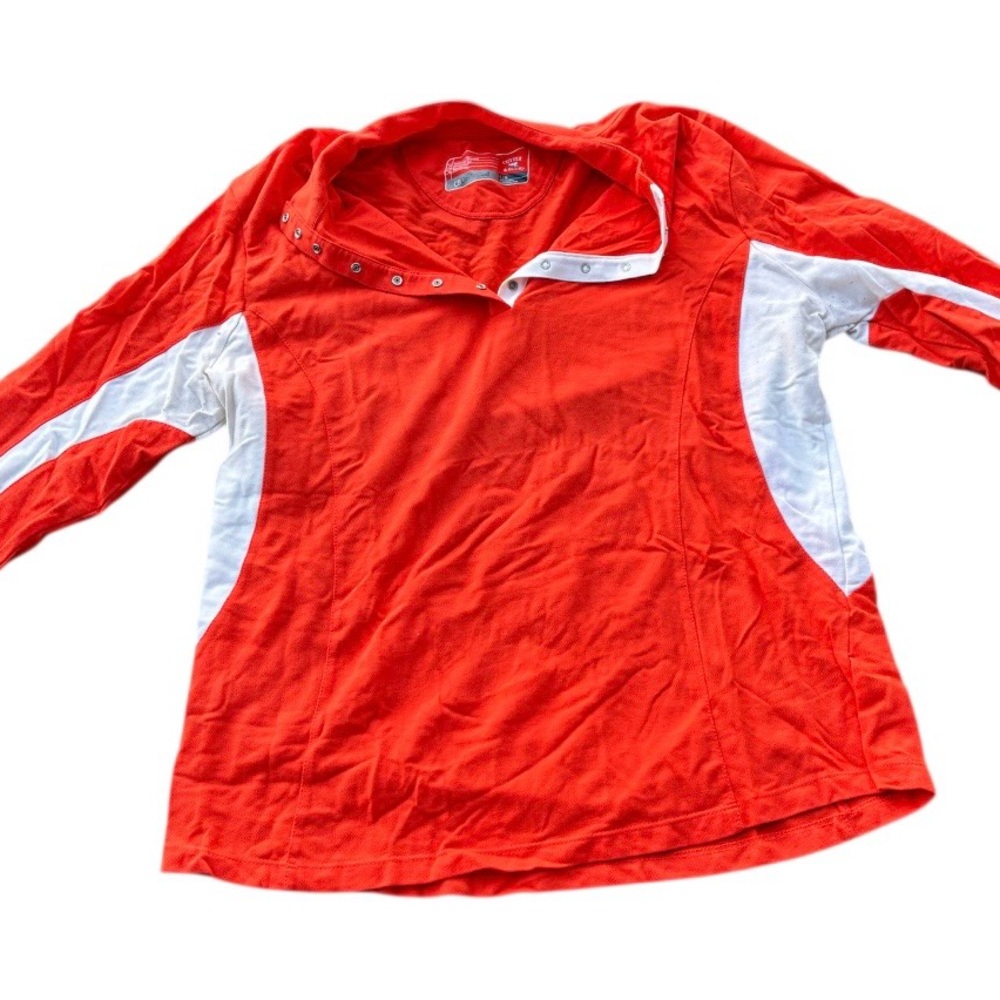 Cutter & Buck Orange Long-Sleeve Snap Pullover with White Panels